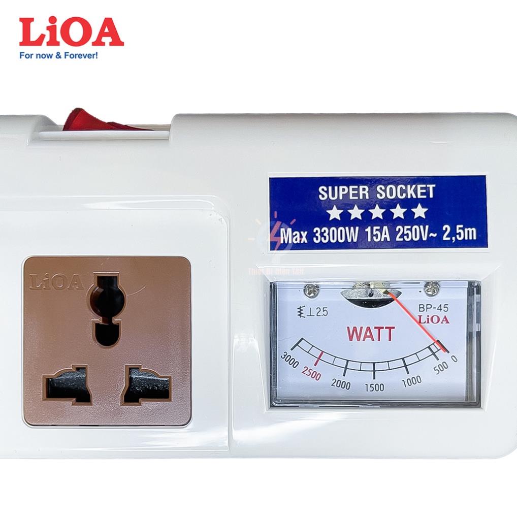 Ổ cắm điện chịu tải, công suất lớn LIOA, 6 ổ cắm, 6 công tắc, 6OFSSA2.5-2
