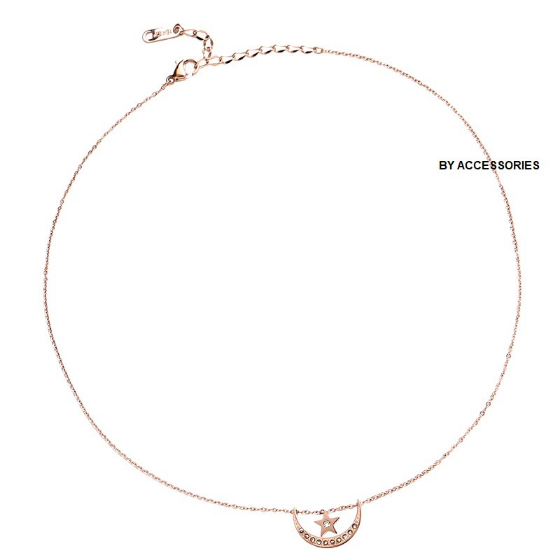 Dây chuyền titan bling moon &amp; star trăng sao đính đá không gỉ WN190503