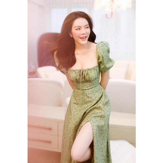 Váy Xanh Xẻ Tà Dúm Ngực | BigBuy360 - bigbuy360.vn