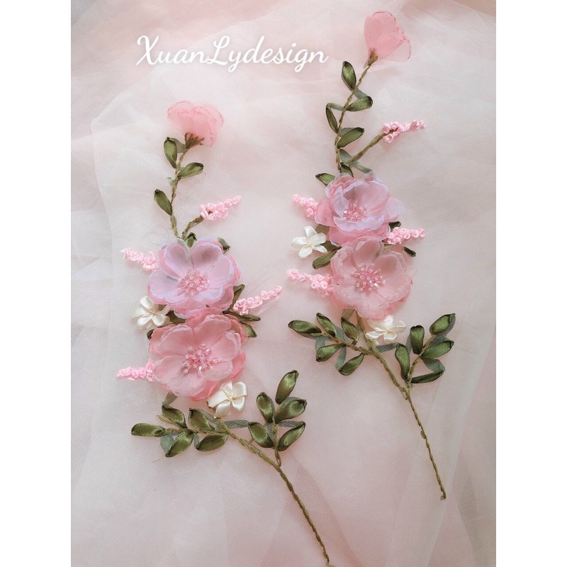 Set hoa voan thêu sẵn