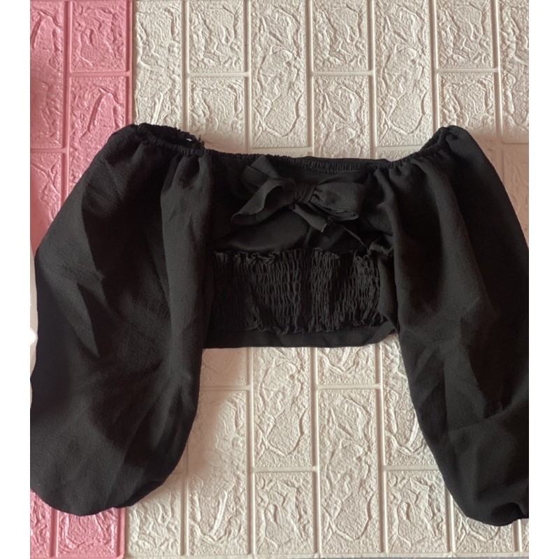 Áo kiểu croptop nữ chất voan xốp xịn có kèm mút ngực
