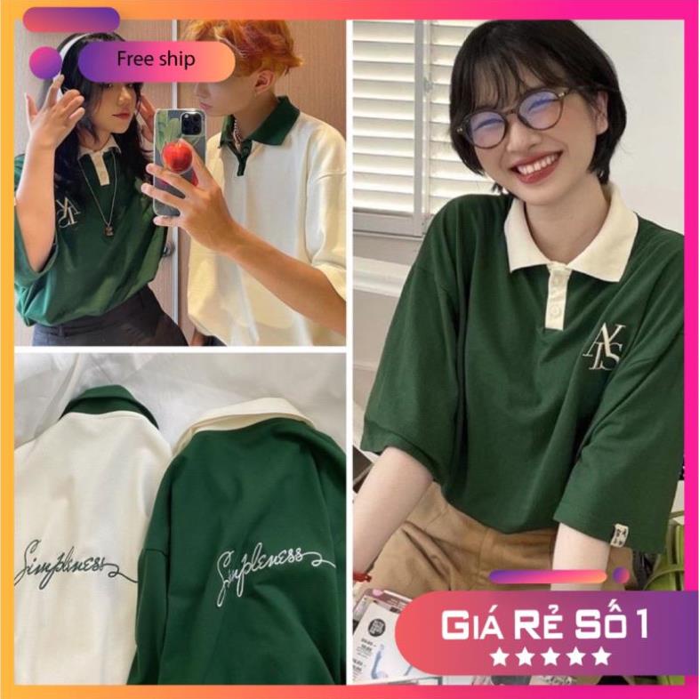 [Xả kho] Áo Thun Polo Form Rộng ATYS 2 Màu Xanh Lá/ Kem Chất Thun Cotton Nam Nữ Unisex (Hàng Sẵn)