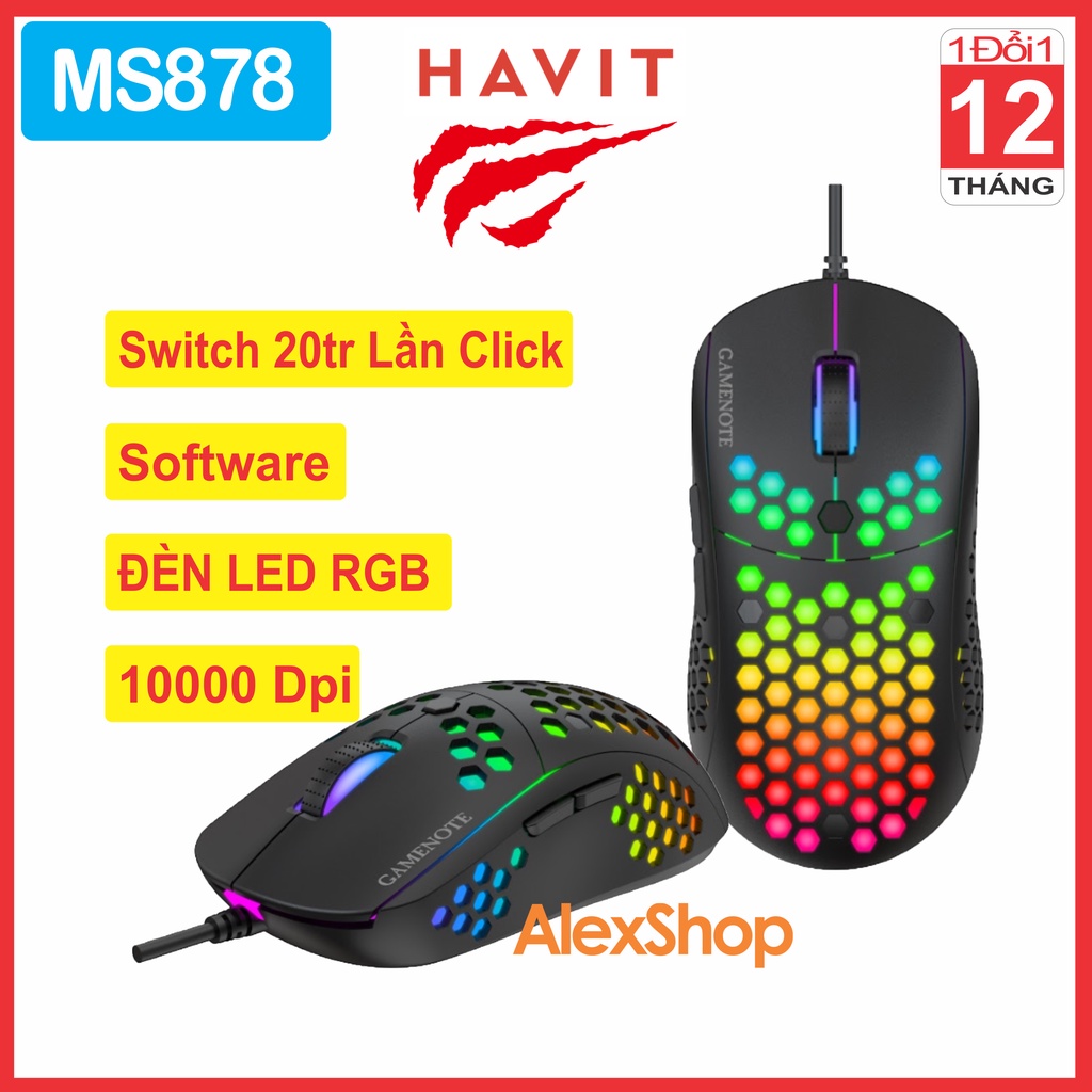 [Chính Hãng] Chuột Gaming Havit MS878 Đèn RGB - Bảo Hành 1 Đổi 1 12 Tháng