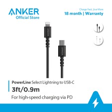 Cáp sạc siêu bền có chứng chỉ MFi ANKER PowerLine Select Lightning to USB-C dài 0.9m dành cho iPhone - A8612