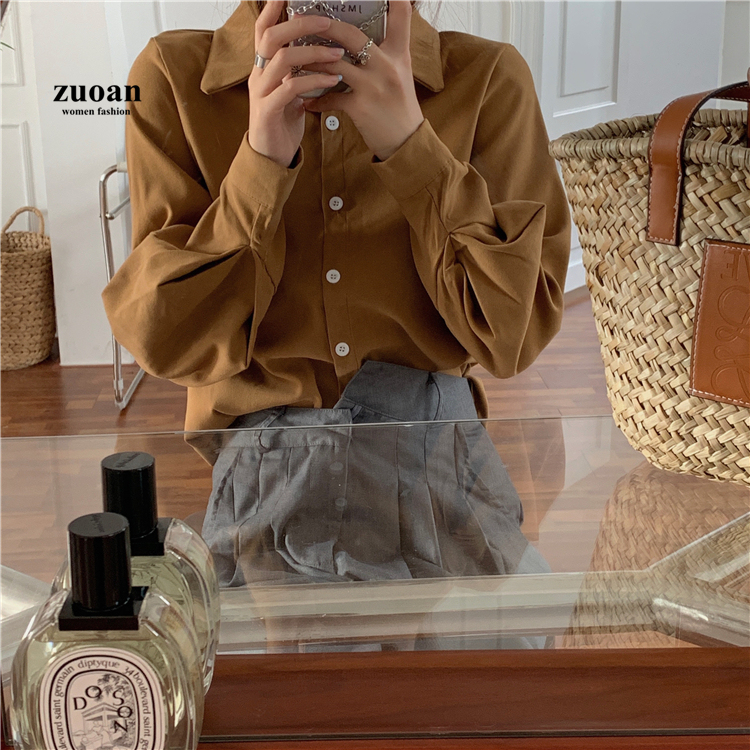 Áo Sơ Mi Nữ Tay Dài Dáng Rộng Màu Trơn Dễ Phối Trang Phục | BigBuy360 - bigbuy360.vn