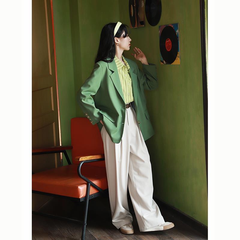 Áo Khoác Blazer Mỏng Tay Dài Cổ Bẻ Màu Xanh Lá Size S-Xl Phong Cách Hàn Quốc Thời Trang Mùa Xuân Cho Nữ | BigBuy360 - bigbuy360.vn