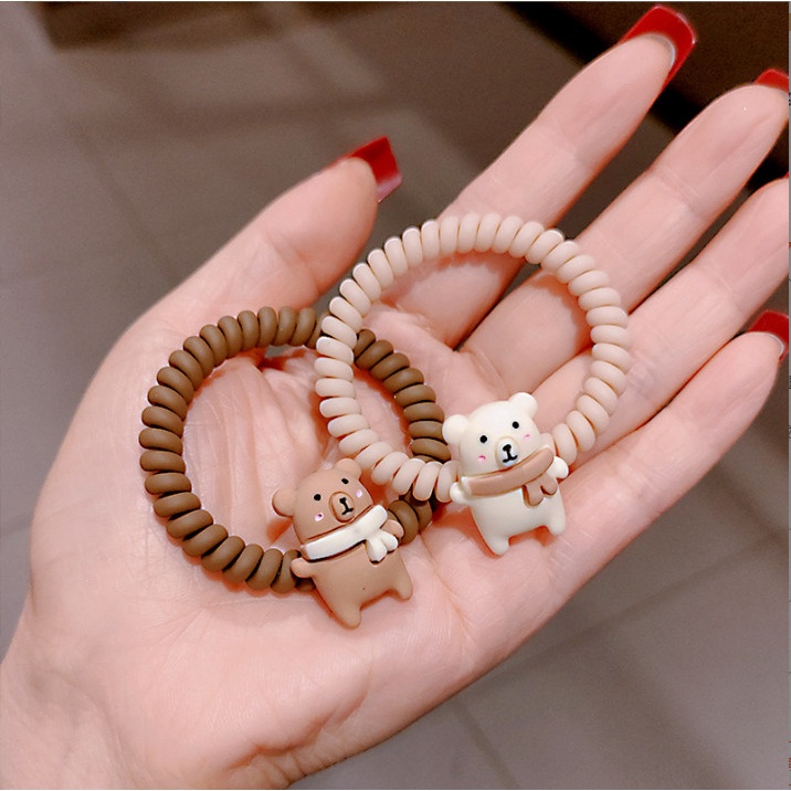 Set 5 dây chun nịt buộc tóc xoắn đính charm thú siêu dễ thương BAG U CHUNXOAN074