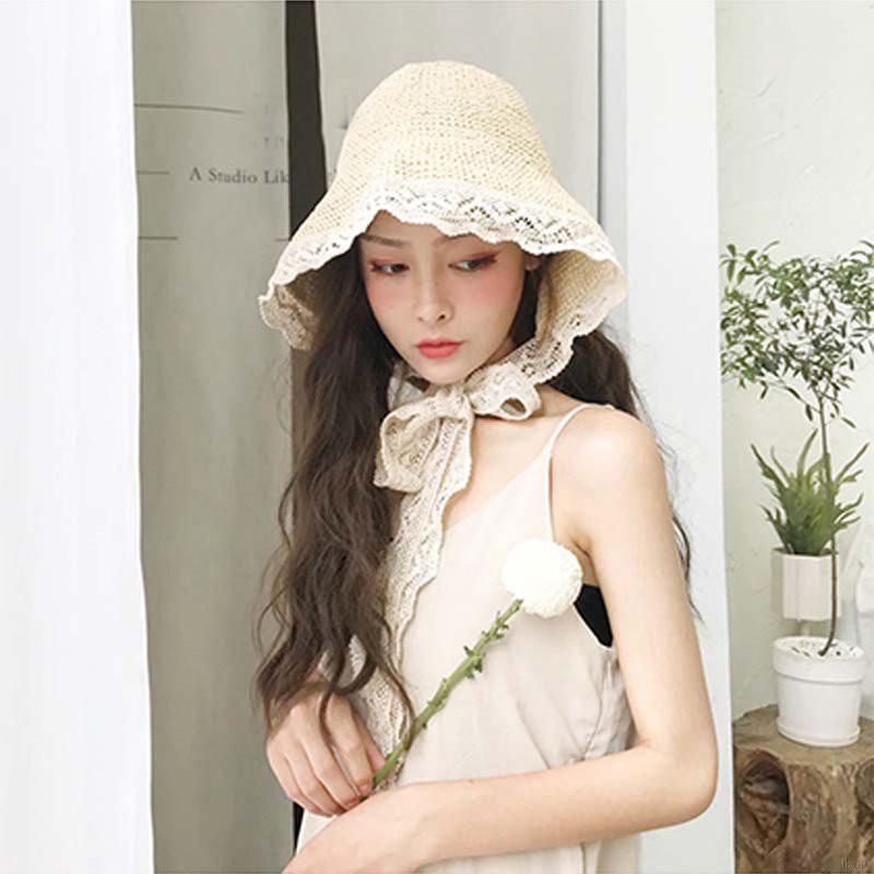 Mũ tai bèo phối ren hoa phong cách công chúa nữ tính