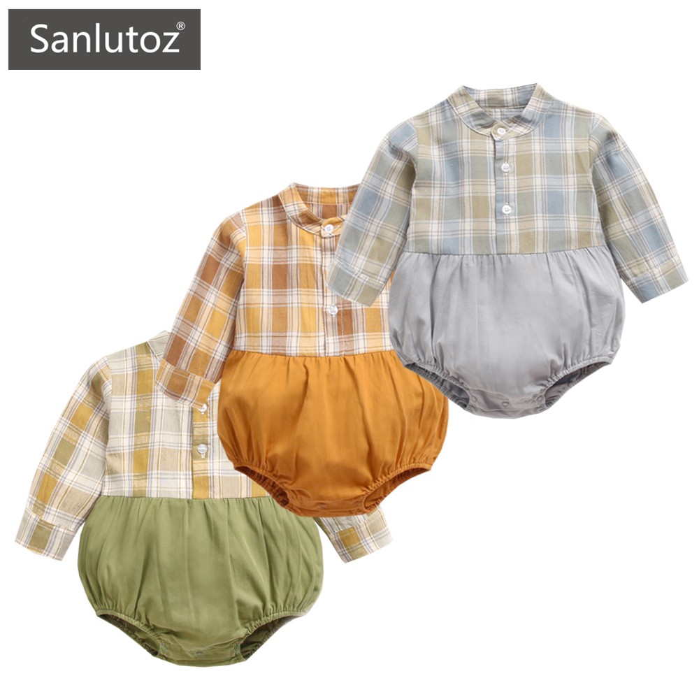 Áo Liền Thân Sanlutoz Tay Dài Họa Tiết Kẻ Sọc Thời Trang Dành Cho Bé Trai