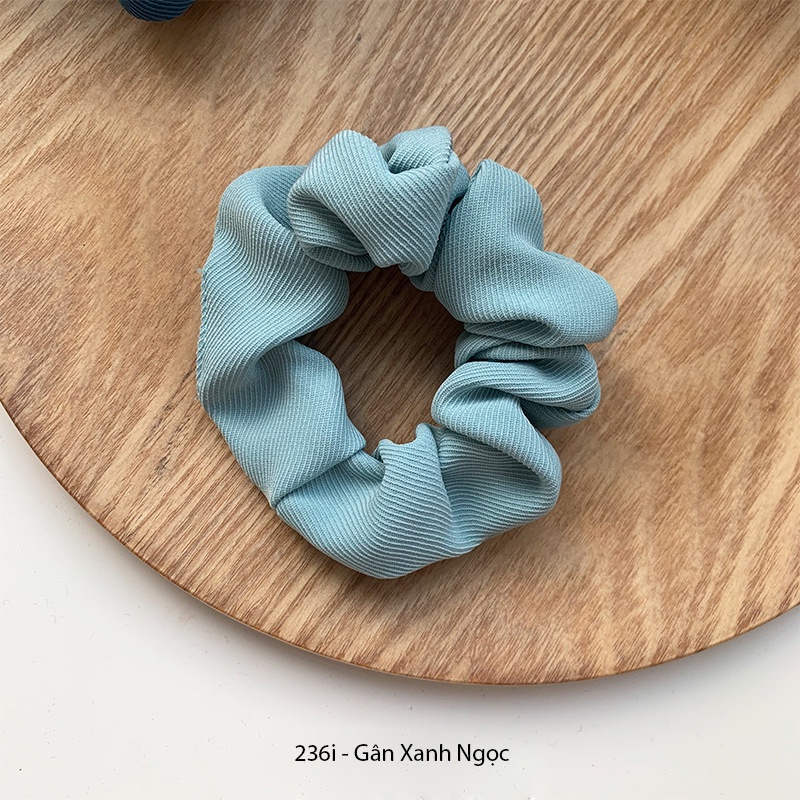 (0236) Dây Chun Scrunchies Và Kẹp Tóc Xanh Dương