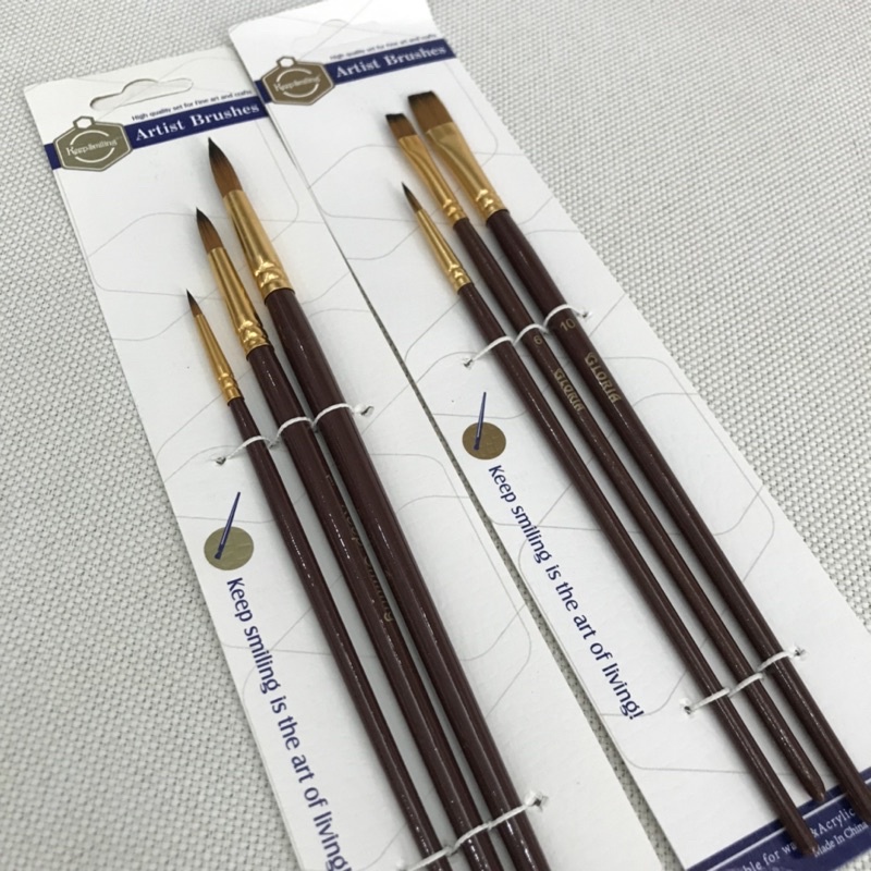 Bộ 3 cọ vẽ tô màu cho trẻ - bút vẽ , bút lông , bút vẽ màu nước - Bộ cọ vẽ màu nước cho bé , cọ tròn và cọ bản