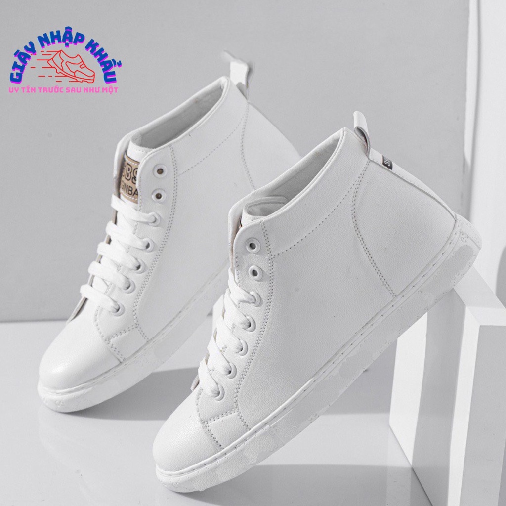 Giày Cao Cổ Nam BSJ Trơn Màu Trắng Đơn Giản Bền Đẹp