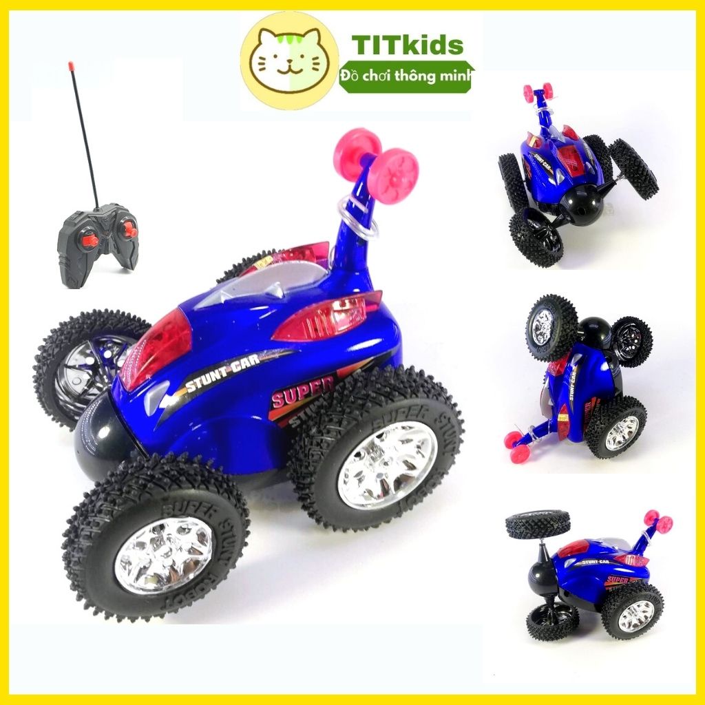 Đồ chơi Xe ô tô điều khiển từ xa, xe điều khiển xoay 360 lộn nhào cực chất cho bé Titkids