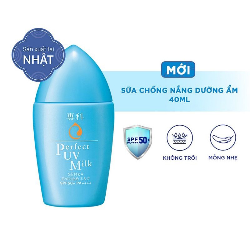 Kem Chống Nắng Dạng Sữa Senka Perfect UV Milk SPF 50+, PA++++ 41095 (40ml)