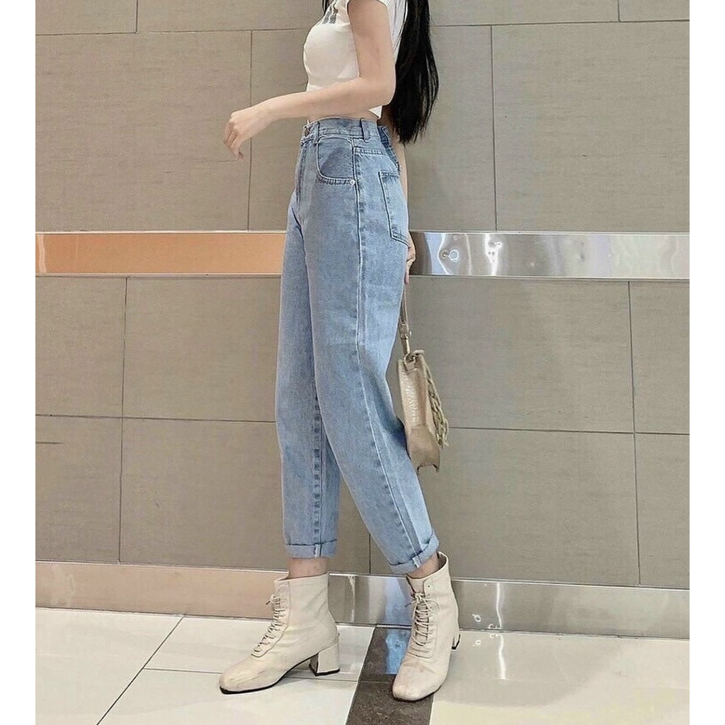 Quần jean bò baggy lưng cạp cao form rộng chất đẹp Guguno
