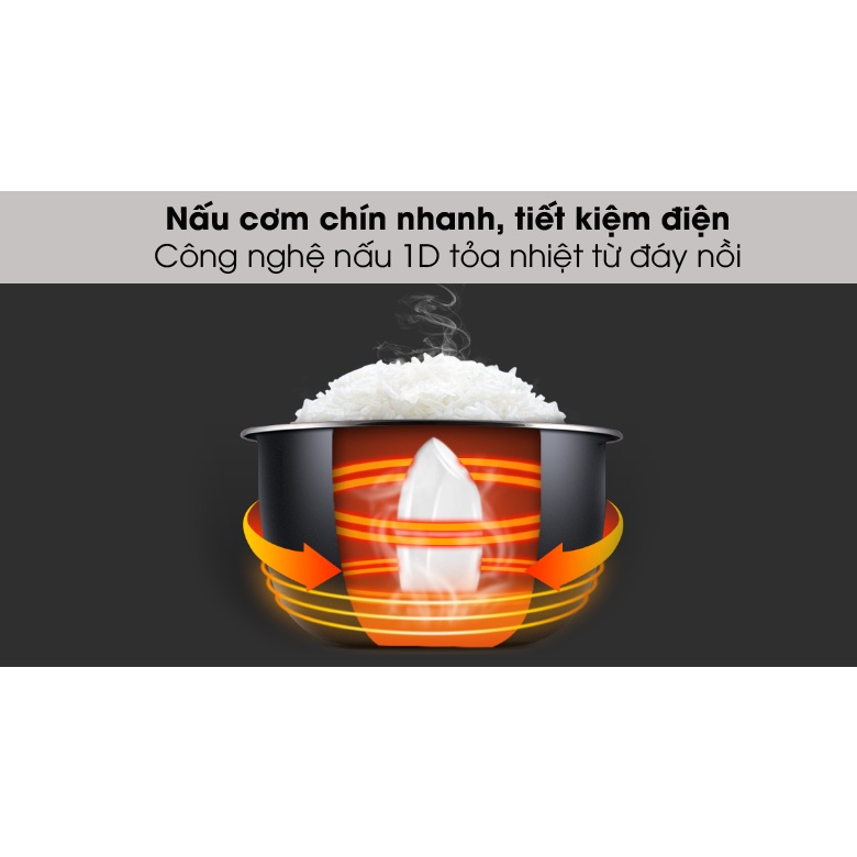 Nồi Cơm Nắp Gài Kangaroo KG22R1 2.2 Lít Hàng Chính Hãng Lòng Nồi Bằng Nhôm Phủ Chống Dính Thiết Kế Mềm Mại, Gọn Gàng