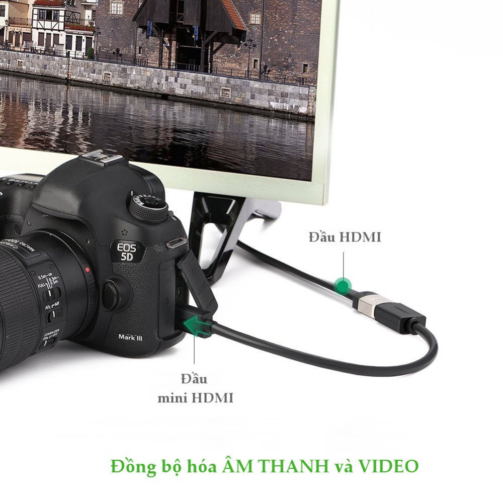 Cáp chuyển đổi Mini HDMI sang HDMI UGREEN 20137 - Hàng Chính Hãng BH 18 Tháng