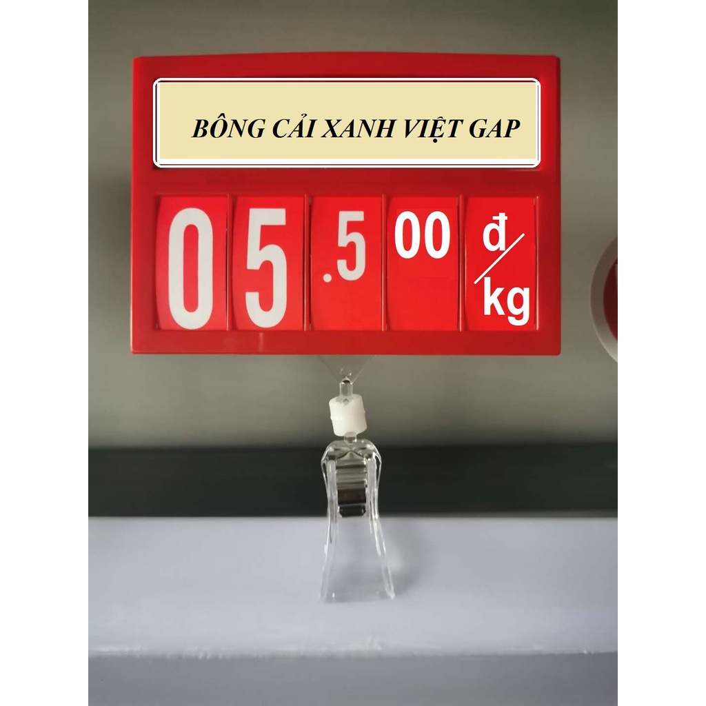 Bảng giá siêu thị, kẹp bảng giá, gồm bảng hiển thị giá và ô số lật và kẹp 2 màu đỏ đen kt 12 x 8.5cm