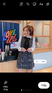 Váy kẻ dạ tay phối sơmi -HS