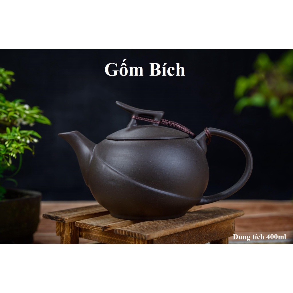 Bộ Ấm Chén Dáng Ấm Quả Cam 400ML Gốm Tử Sa Gốm Sứ Bát Tràng - Gốm Bích