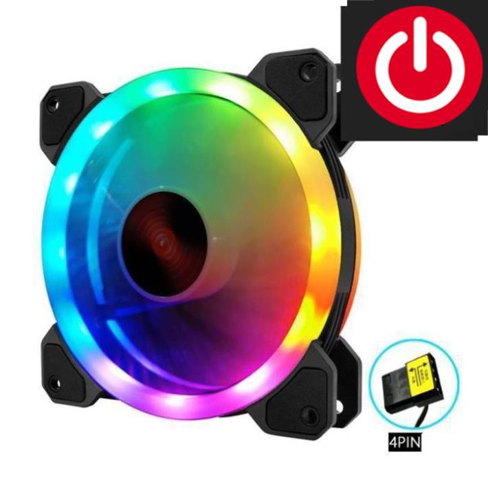 Quạt Tản Nhiệt, Fan Led RGB Coolmoon K2 - Tự Động Đổi Màu, Không Cần Hub
