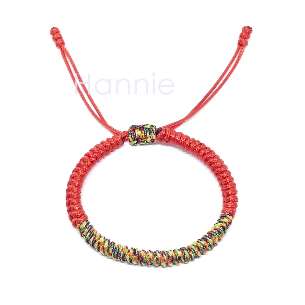 Vòng tay chỉ đỏ ngũ sắc dây rút - Vòng đeo tay nam nữ handmade đơn giản