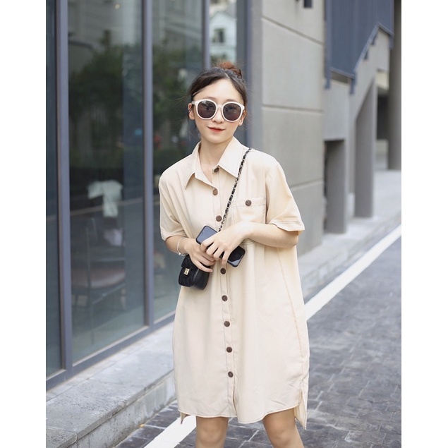 Đầm Suông ULLZANG SHIRT DRESS form rộng oversize