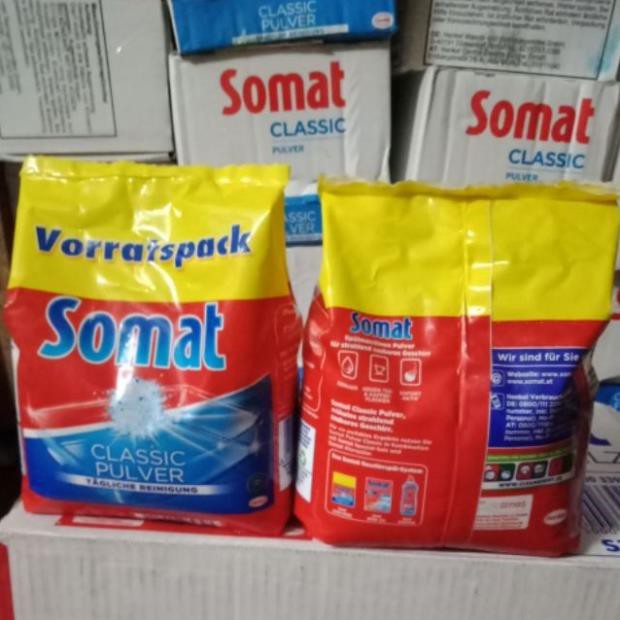 Bột rửa bát Somat 1.2kg cho máy rửa bát chén, Bột Somat Pluver Classic 1,2kg chất tẩy rửa làm sạch máy rửa bát