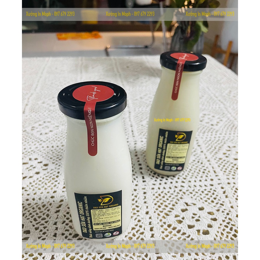 Tem Niêm Phong Nắp Chai Tem Thank You Dán Đồ Uống Sữa Hạt Trà Sữa Nước Ép - Xưởng In Bunny