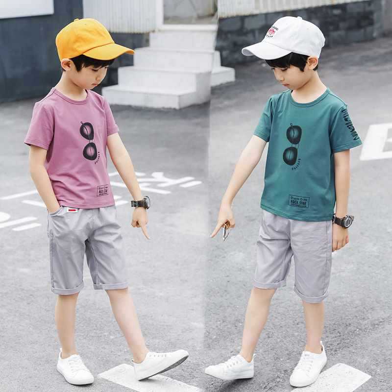 NEW Bộ Quần Áo Ngắn Tay Thời Trang Mùa Hè 2021 Phong Cách Hàn Quốc Dành Cho Bé Trai