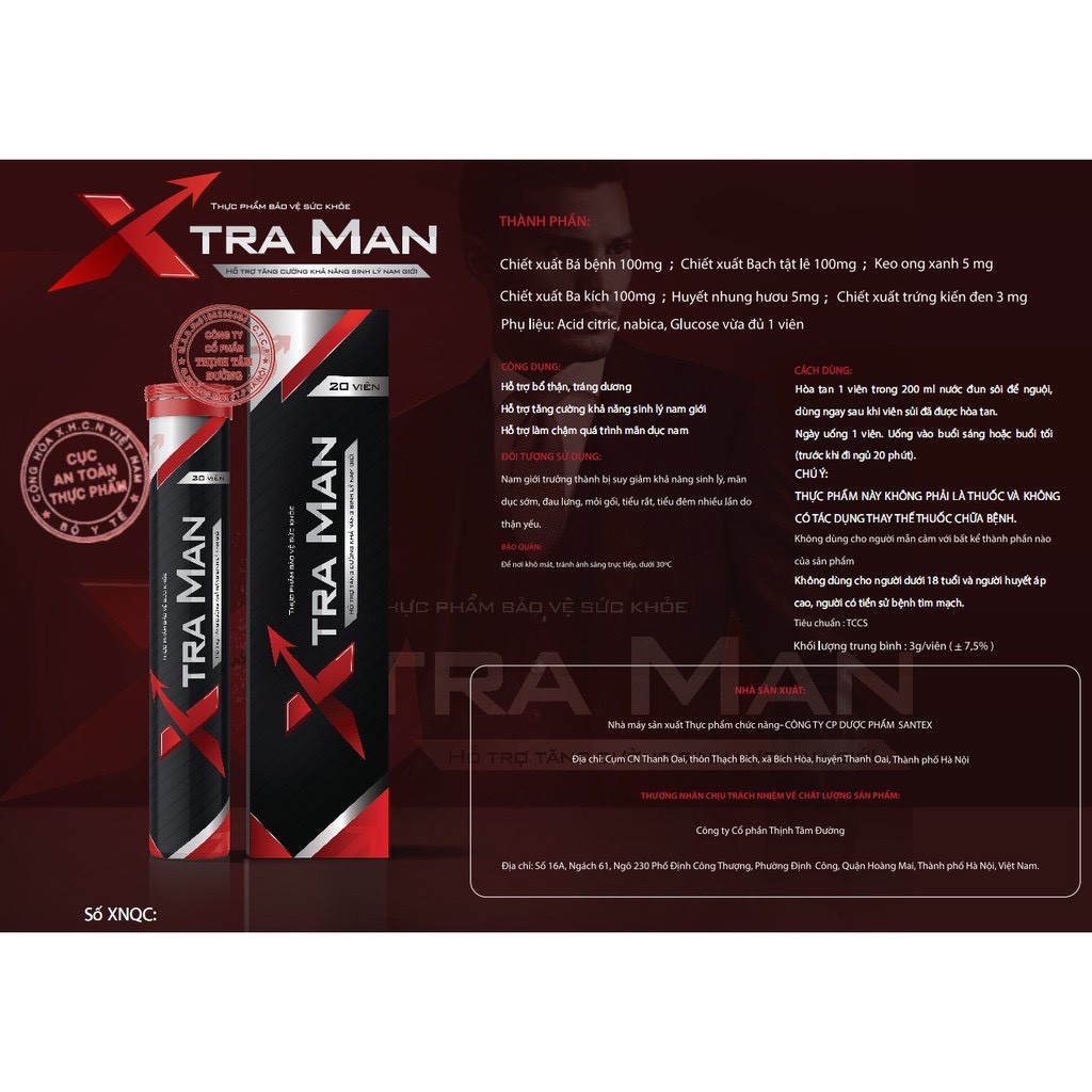 Viên sủi XtraMan tăng cường sinh lý hộp 20 viên chính hãng 100% | BigBuy360 - bigbuy360.vn