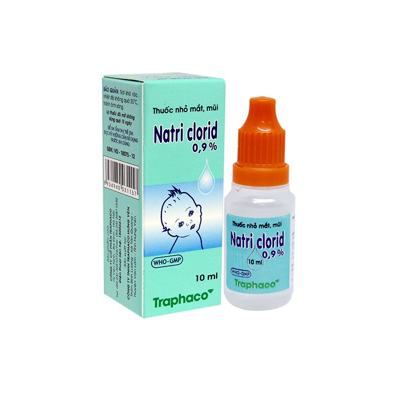 Nhỏ mắt , nước muối nhỏ mắt , natri clorid 9% , traphaco