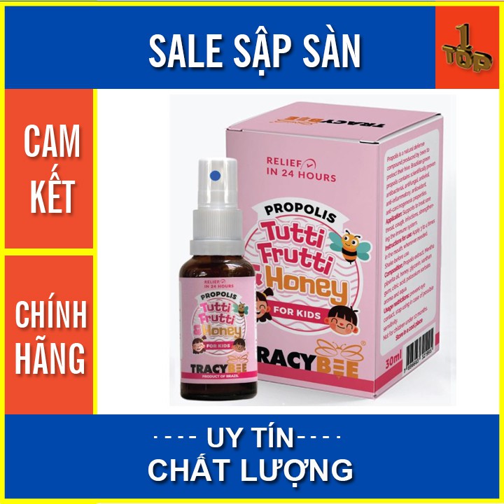 KEO ONG XANH BRAZIL TRACYBEE VỊ TRÁI CÂY DẠNG XỊT HỖ TRỢ TRỊ HO, VIÊM HỌNG TRẺ EM - CHAI 30 ML