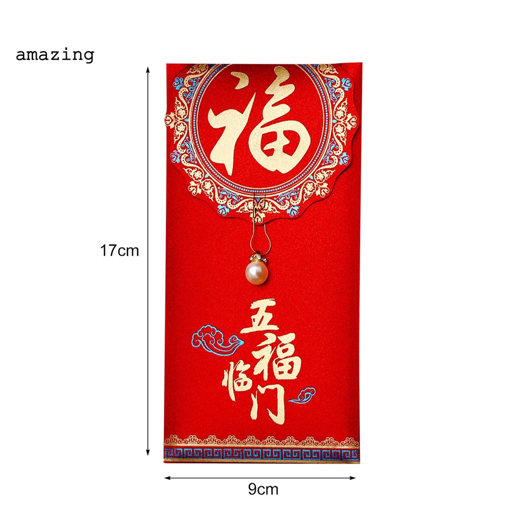 Bao lì xì giấy màu đỏ phối tua rua lâu trôi