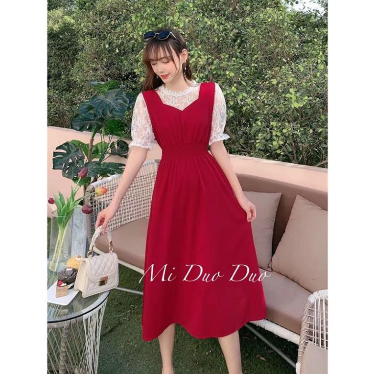 Đầm Nữ Lụa Quảng Châu Pha Ren Giả Yếm Mẫu Mới M815 - Lolla_Fashion