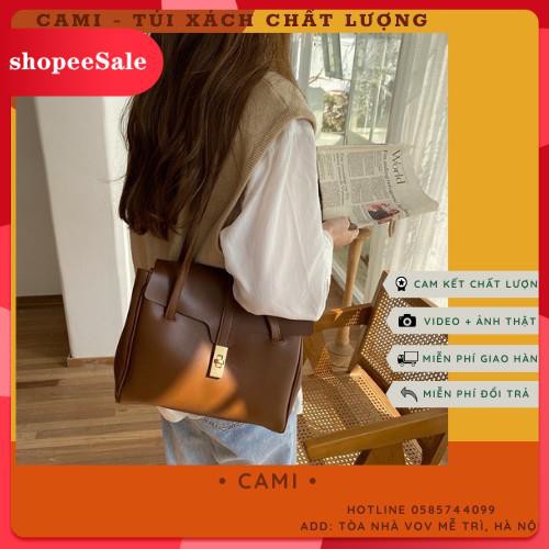 Túi xách nữ đeo vai quai đôi thanh lịch túi tote da oversize nắp gập dung tích lớn siêu mềm