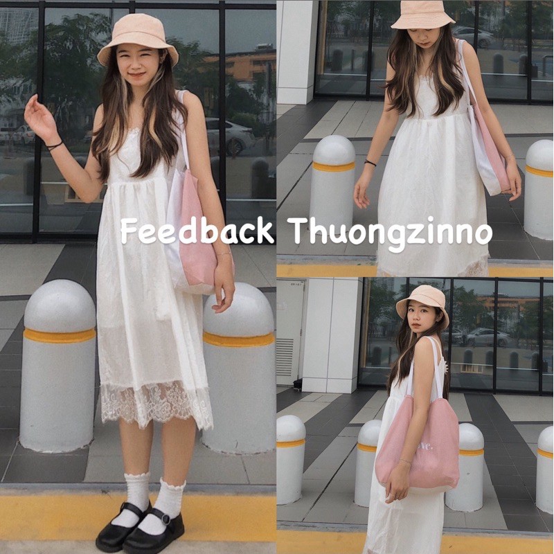 [Ảnh thật/Video]Váy hai dây New land Nàng Thơ vintage thêu hoa nhỏ Đầm hai dây dáng dài phối ren