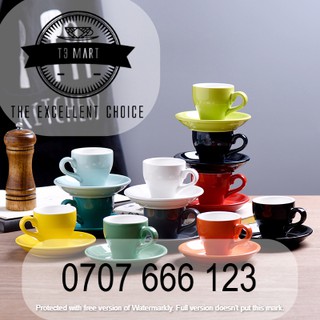 BỘ LY CÀ PHÊ ESPRESSO 80ML, 01 bộ gồm 01 ly, 01 đĩa, 01 muỗng sứ