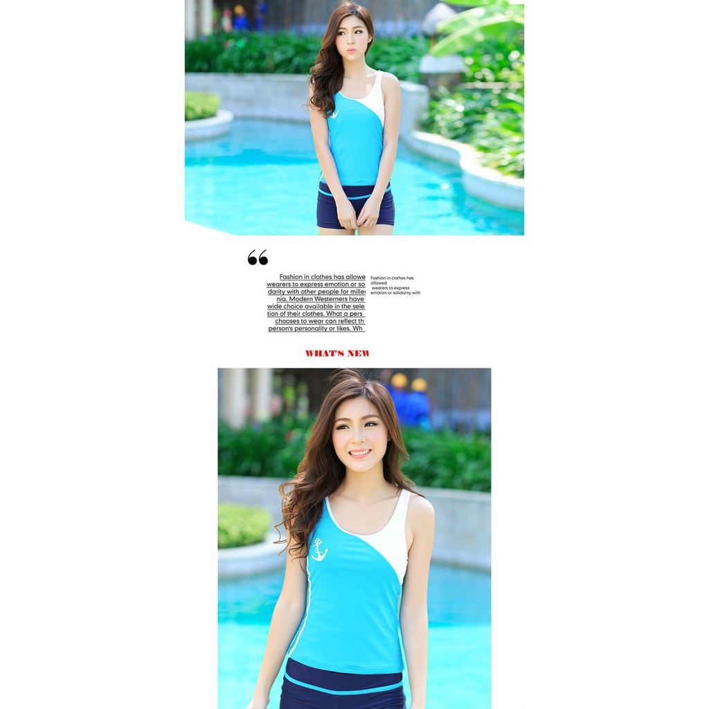 Bộ bơi nữ trắng xanh | BigBuy360 - bigbuy360.vn