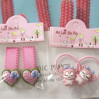 SET 2 CỘT TÓC+2 KẸP BẤM TÓC CHO BÉ GÁI NHÁM