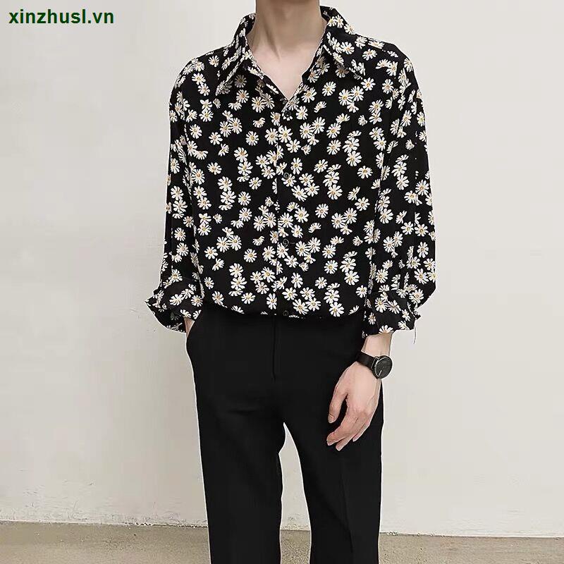Áo Sơ Mi Tay Dài Họa Tiết Hoa Cúc Thời Trang Cho Nam