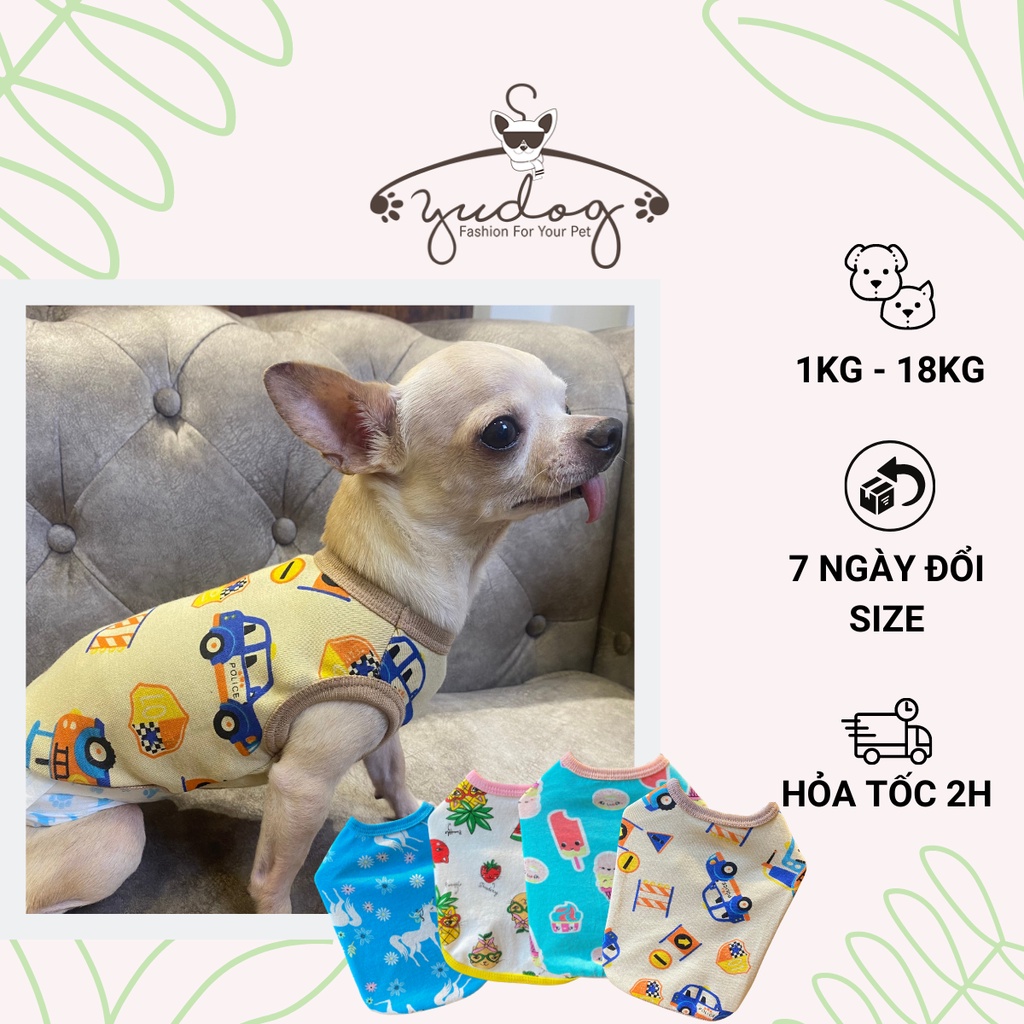 Áo thun sát nách cho chó mèo - đồ cho chó mèo thun cotton yudog