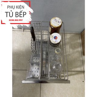 Giá gia vị dao thớt inox SUS 304 đa năng lắp tủ bếp ray đáy