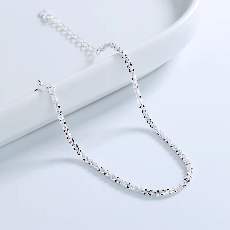 Lắc Tay, lắc chân bạc ý DaLiA Jewelry dây hoa xù bông tiểu thư