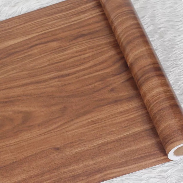 Giấy dán tường giả gỗ óc chó - decal dán tường 10M*60cm