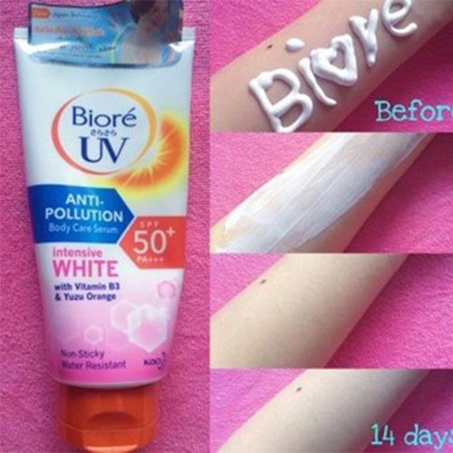 Serum chống nắng dưỡng thể kháng bụi trắng sáng Biore SPF50+PA+++ 50G