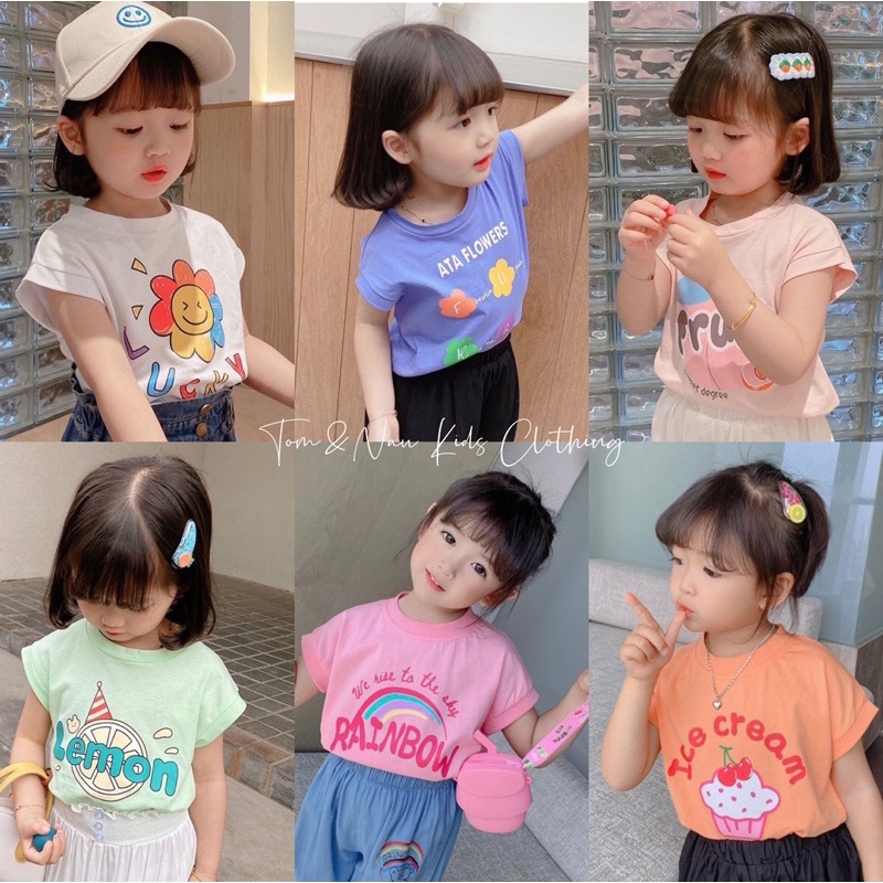 Áo thun cộc tay bé gái siêu đáng yêu