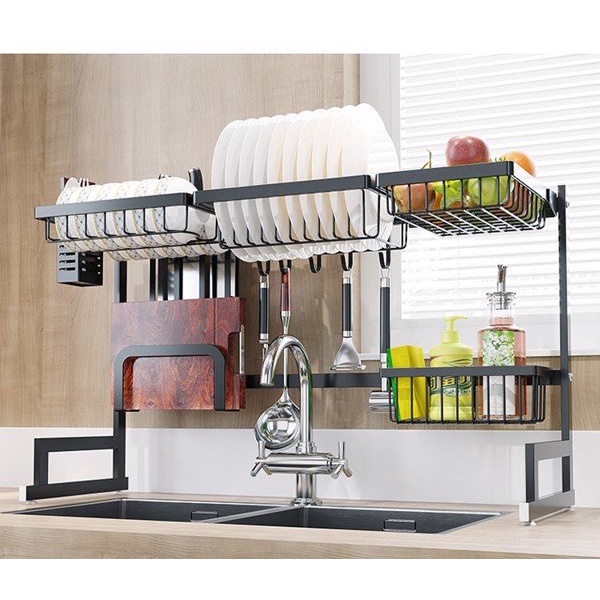 Kệ úp bát đĩa trên bồn rửa 85cm , giá để bát 2 tầng khung thép sơn tĩnh điện cao cấp