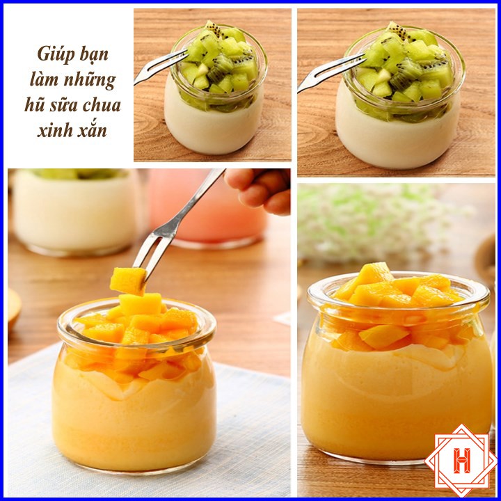  Combo 5 Hũ Thủy Tinh 200ml Tròn Làm Sữa Chua, Caramen, Pudding { H }