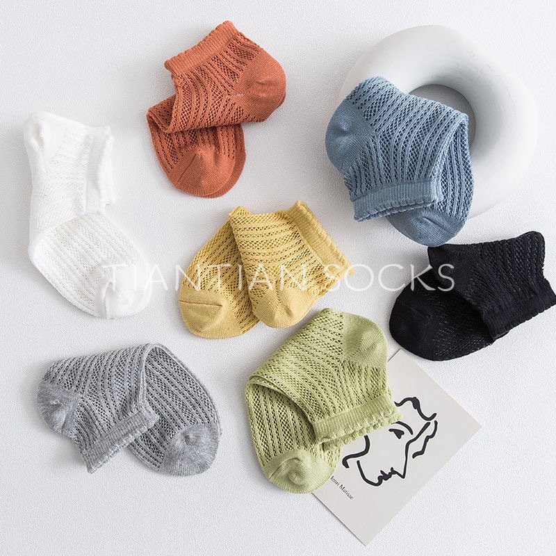 TIAN TIAN T161 Vớ tất ngắn cổ Cotton Cổ Thuyền Thoáng Khí Mỏng Nhẹ Màu Trơn Chống Trượt Dễ Phối Đồ Thời Trang Mùa Hè Phong Cách Nhật Bản Cho Nữ